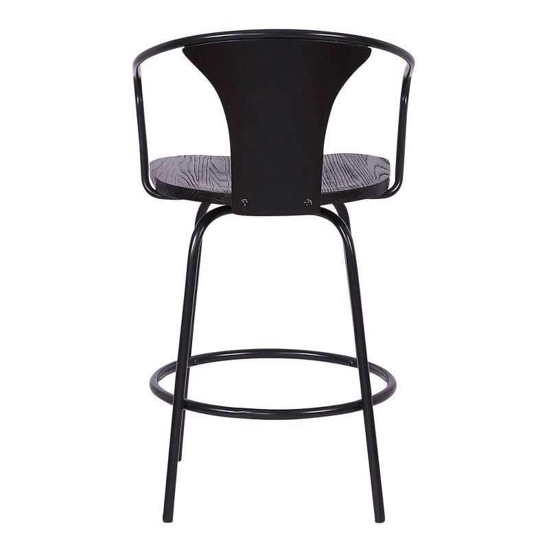 26" Payton Industrial Swivel Wood and Metal Barstool Black - Armen Living
