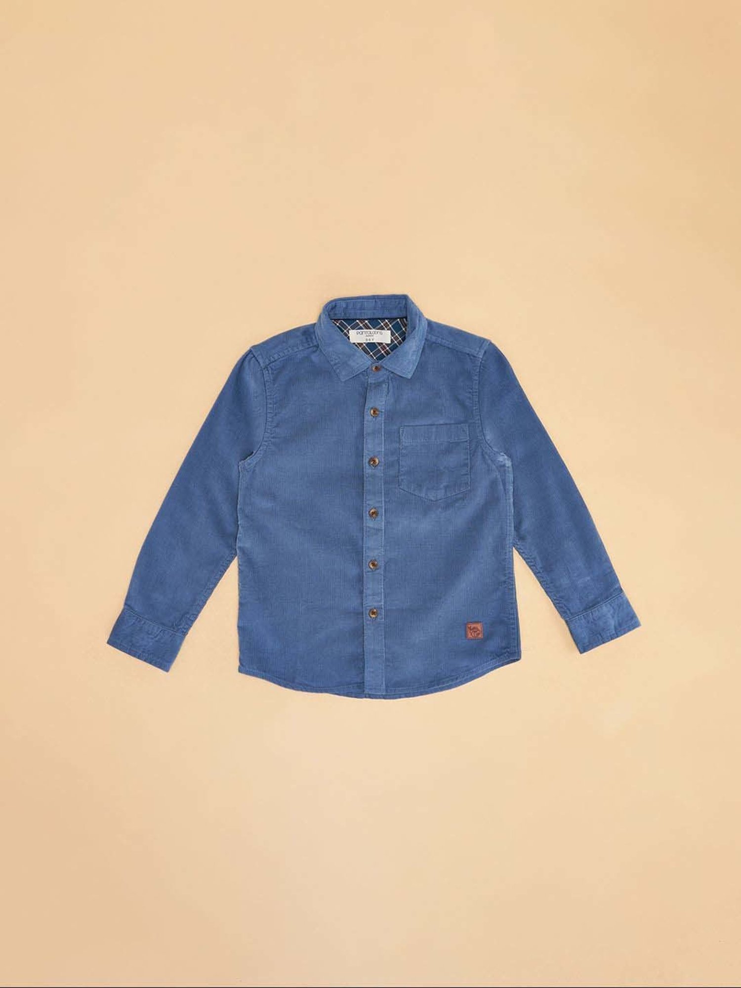 Mothercare Kids Blue Cotton Self Pattern Full Sleeves Shirt