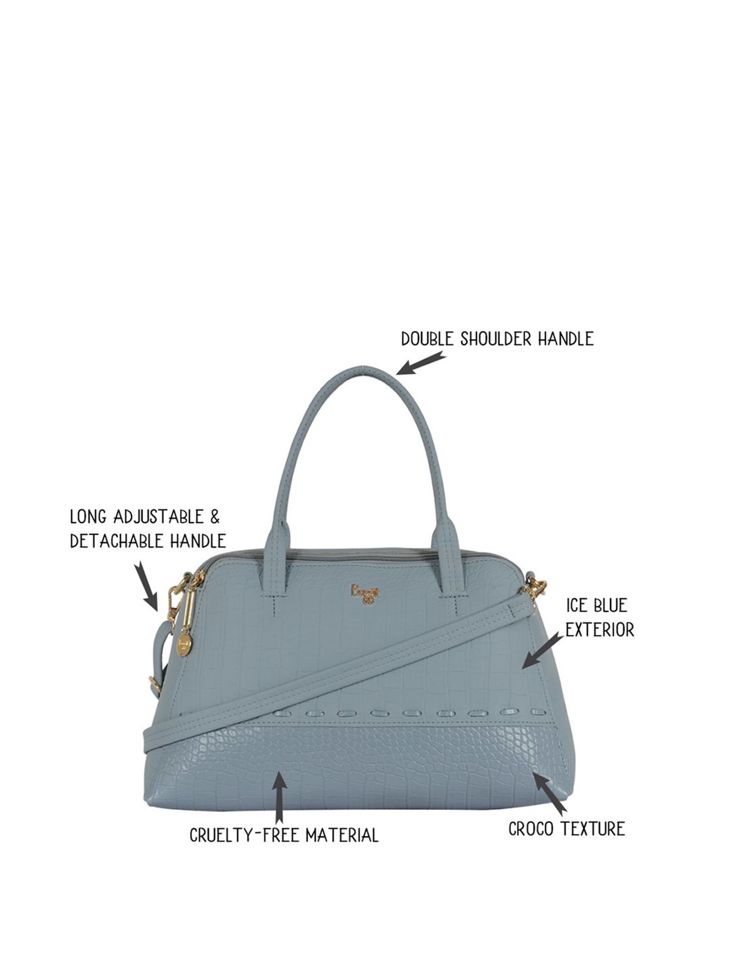 Baggit Blue Solid Medium Handbag
