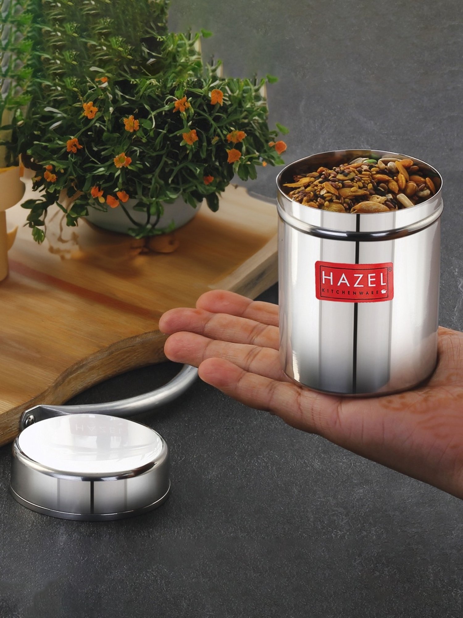 HAZEL Silver Stainless Steel Air Tight Storage Containers 200 ml - Set of 2