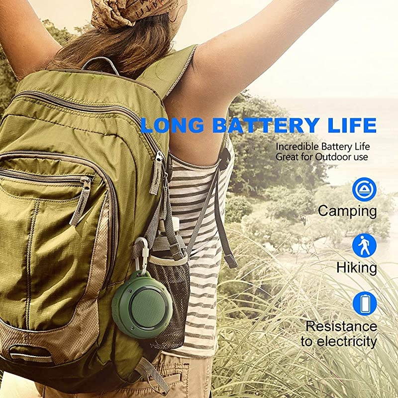 Outdoor Waterproof Bluetooth Speaker Wireless Portable Mini Travel Speaker with Subwoofer Enhanced Bass Built in Mic for Sports Pool Beach Hiking Camping Green