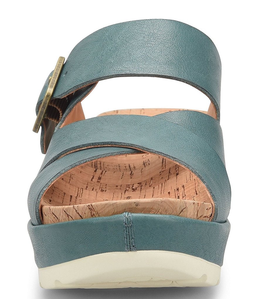 Kork-Ease Callie Leather Platform Wedge Slide Sandals