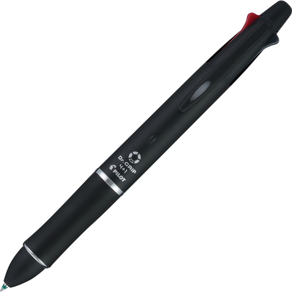 Pilot Dr. Grip 4 + 1 Multi-Function Pen/Pencil 4 Assorted Inks Black Barrel
