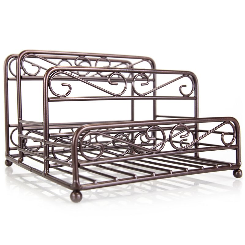 Home Basics Scroll Collection Steel Salt And Pepper Napkin Caddy, Bronze