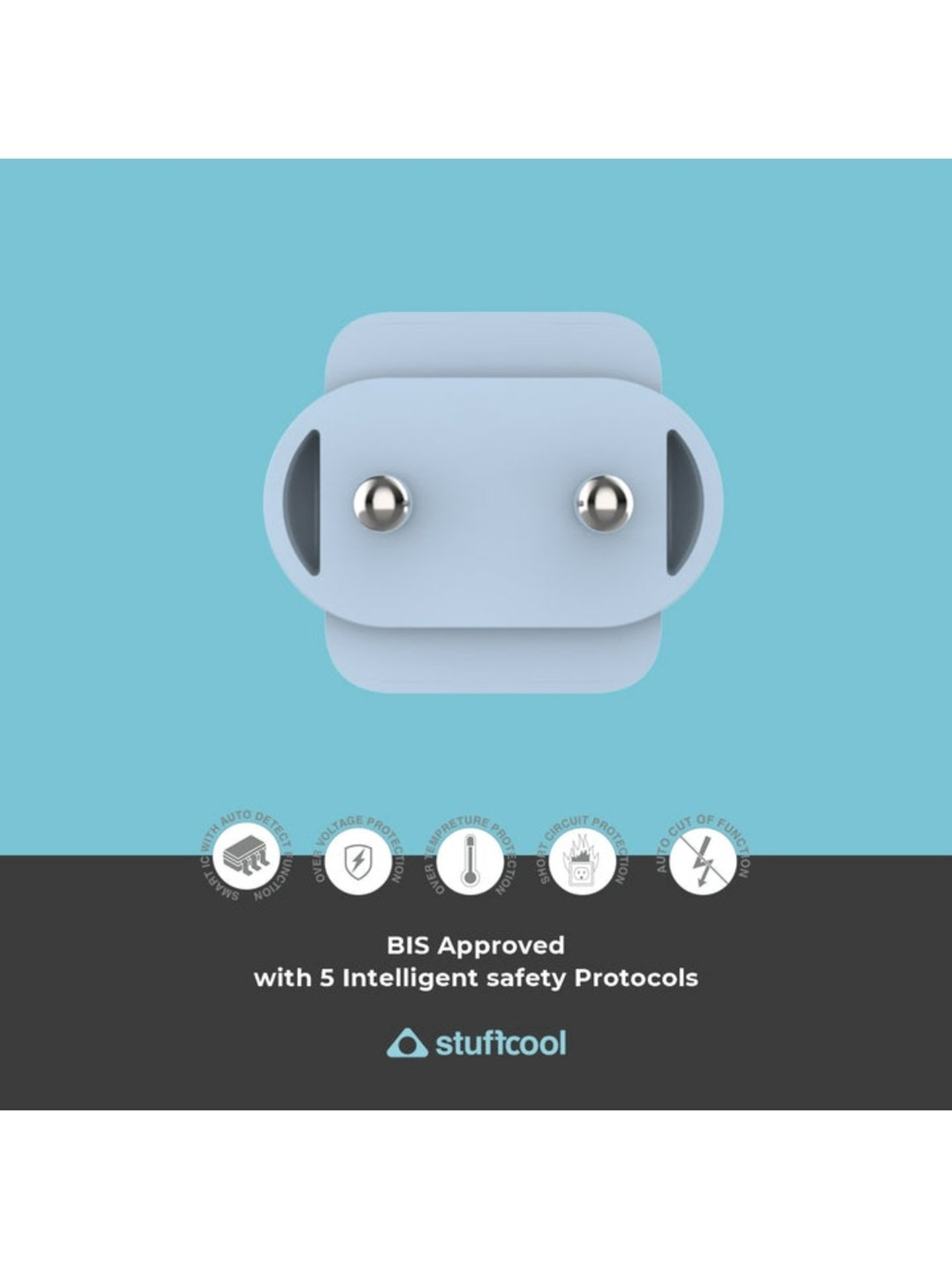 Stuffcool Pico Pro 35W GaN Single Type C Wall Charger Supports Samsung Super Fast Charging (Blue)