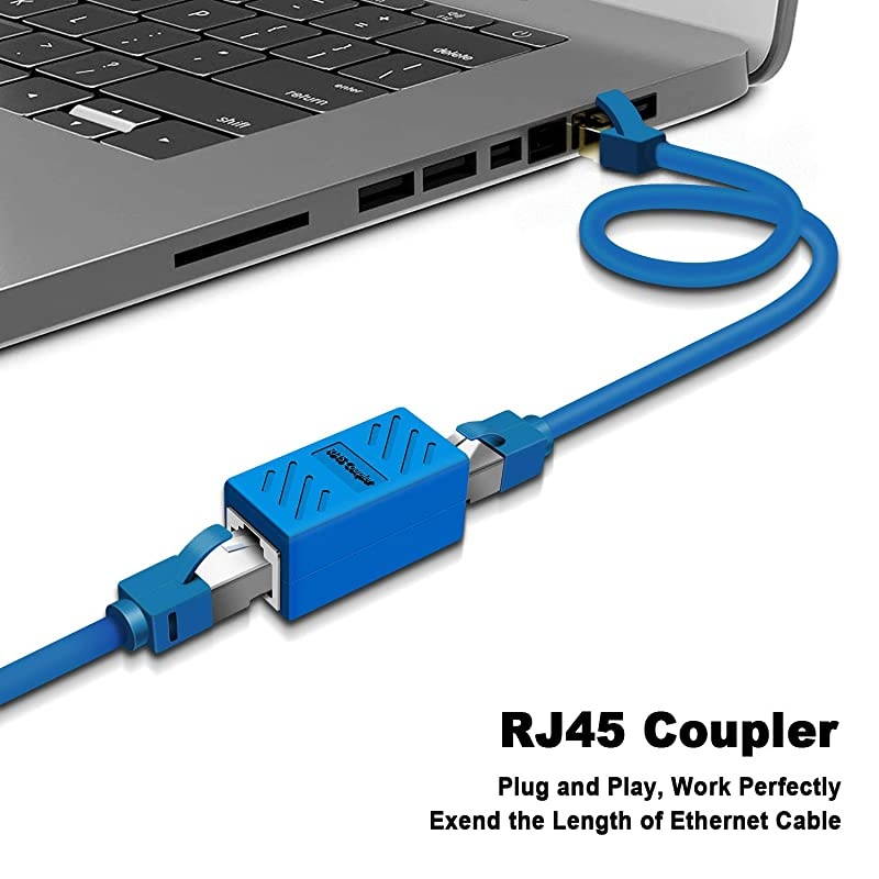 Ethernet Cable ExtenderRJ45 Coupler Extender Connector Ethernet Coupler Female to Female Blue 10 Pack