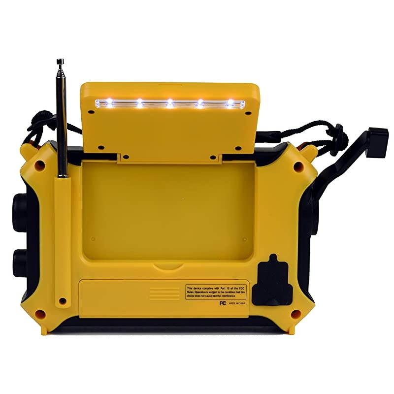 KA700 Bluetooth Emergency Hand Crank Dynamo Solar Powered AM FM Weather Band Radio with Recorder and MP3 Player Rugged Design for Hiking Camping Construction Sites EtcYellow