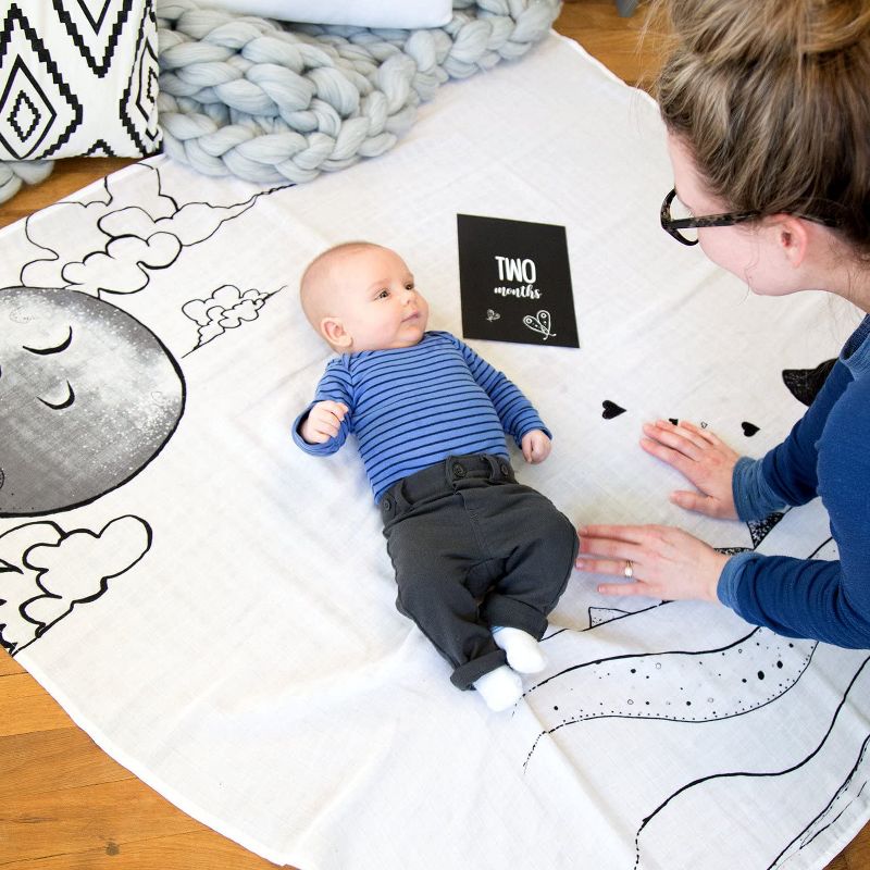 JumpOff Jo - 3-Piece Set, Swaddle Blanket, Security Bear, Monthly Photo Cards