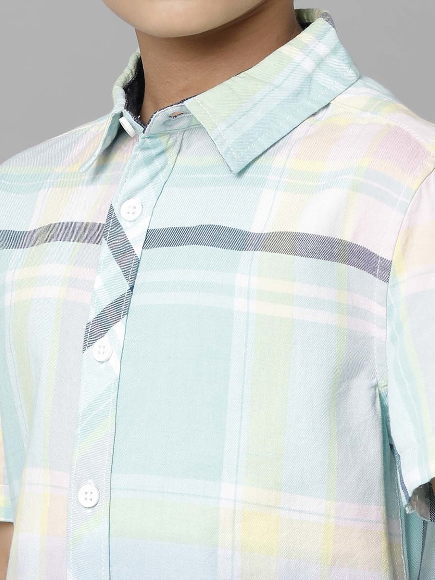 Under Fourteen Only Kids Blue & Pink Cotton Chequered Shirt