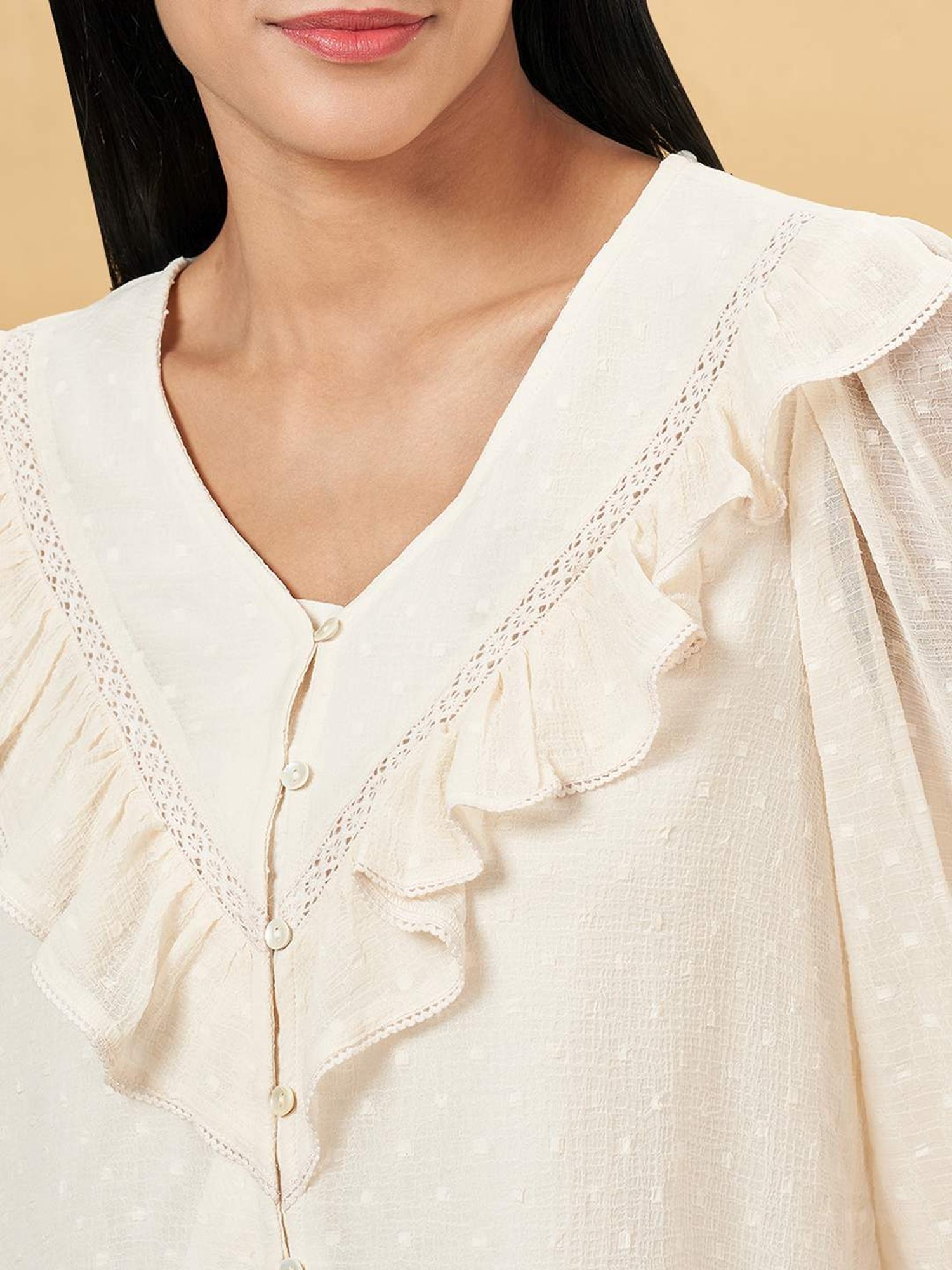 Honey by Pantaloons White Self Pattern Top