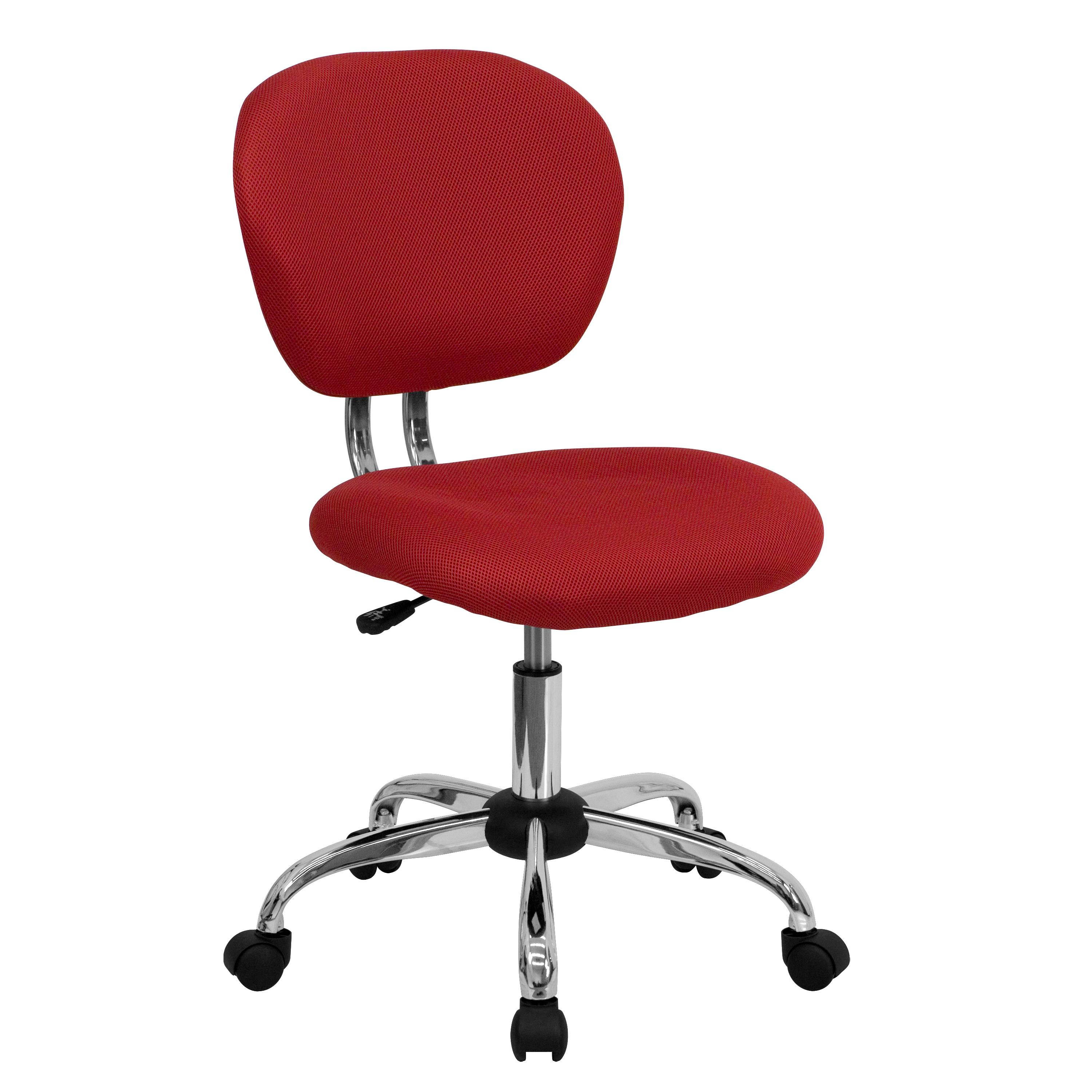 Mid-Back Red Mesh Padded Swivel Task Chair with Chrome Base