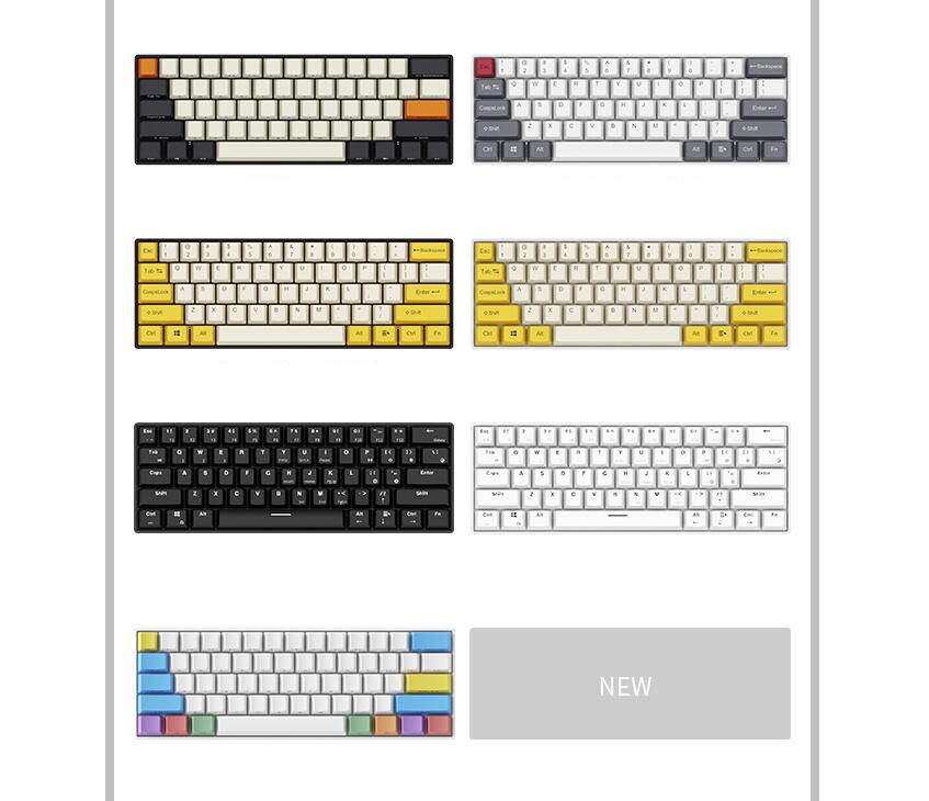 A-jazz AK61 Bluetooth Wireless and  USB Wired Dual Connectivity Mechanical Gaming Keyboard, Durable ABSKeycaps, White Backlit -Blue Switch( White )