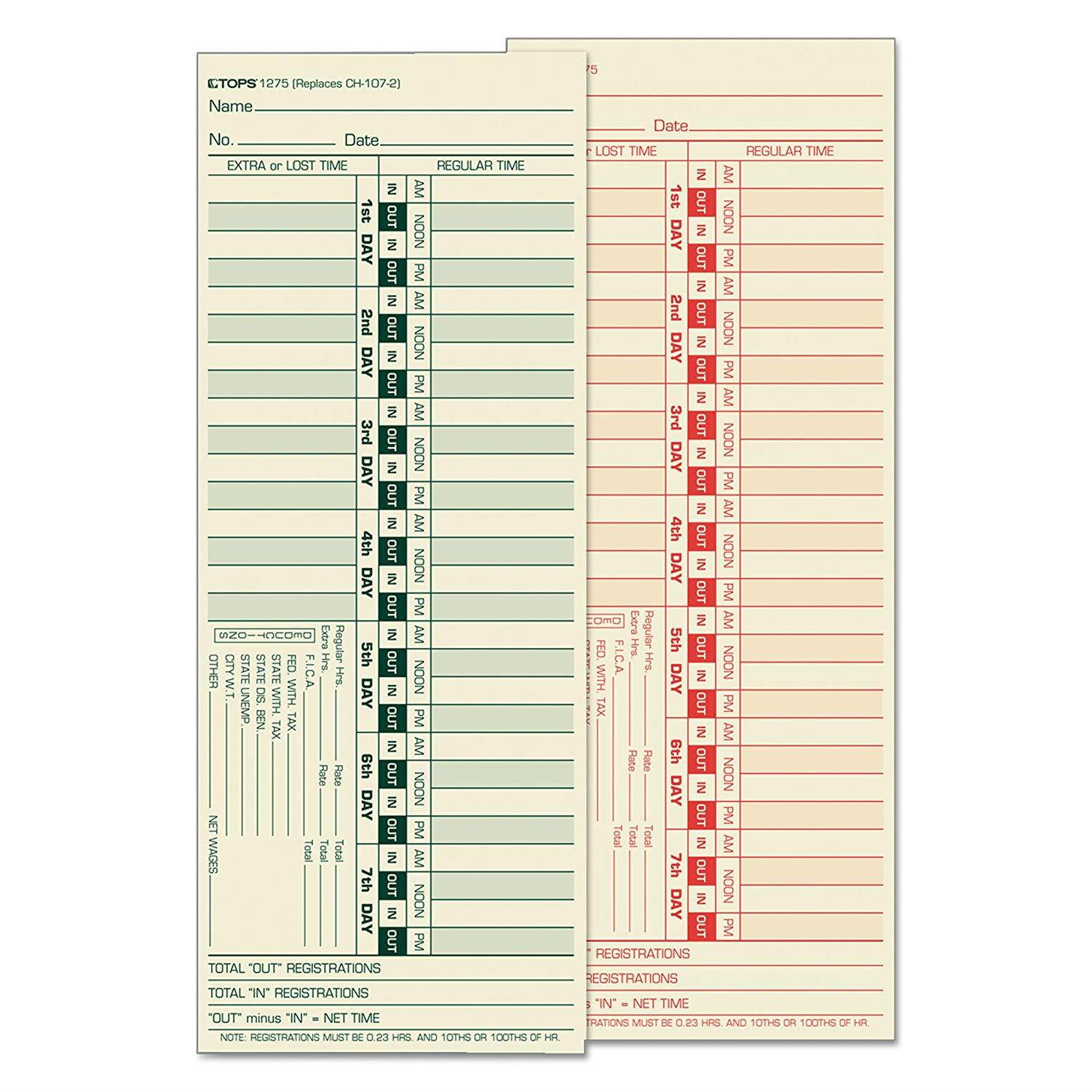 TOP1275 - Tops Time Card for Lathem