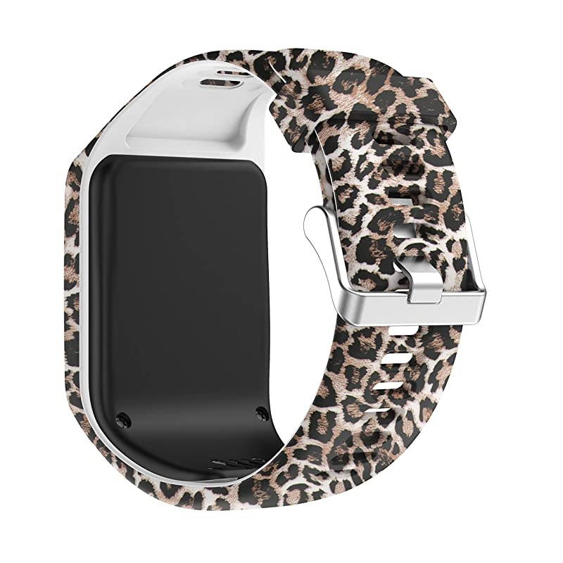 Bands for Tomtom Runner 23 StrapCompatible with Spark 3Golfer2AdventurerRubber Replacement Band for Screen ProtectorGPS Smart Watch AccessoriesLeopard