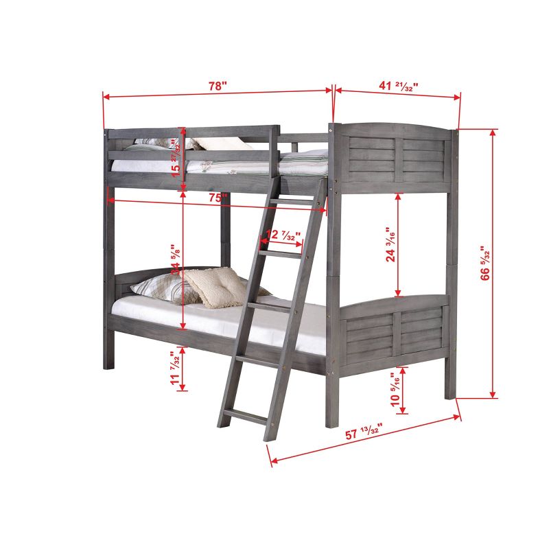 Twin/Twin Louver Bunk Bed Antique Gray - Donco Kids