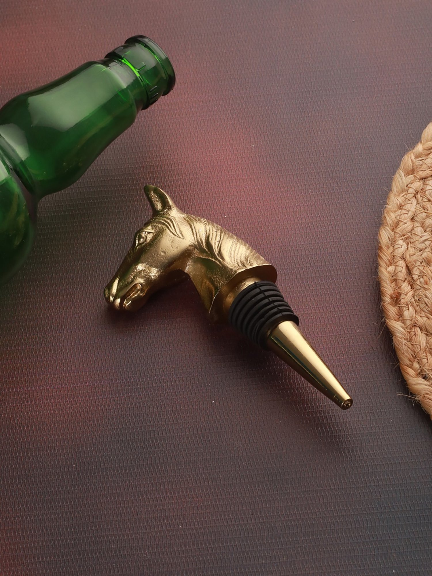 Trovea's Horse & Fish Design Golden Bottle Stopper