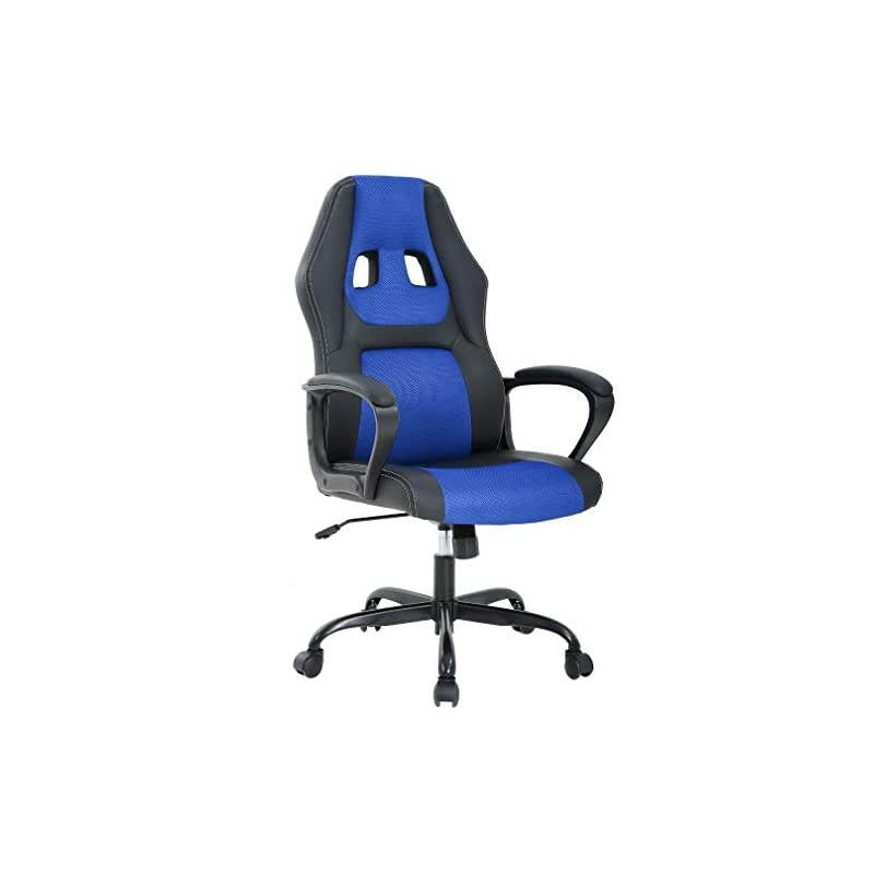Office Chair Cheap Desk Chair PC Gaming Chair Rolling PU Leather Swivel Chair Executive Computer Chair Lumbar Support for Women, Men(Blue)
