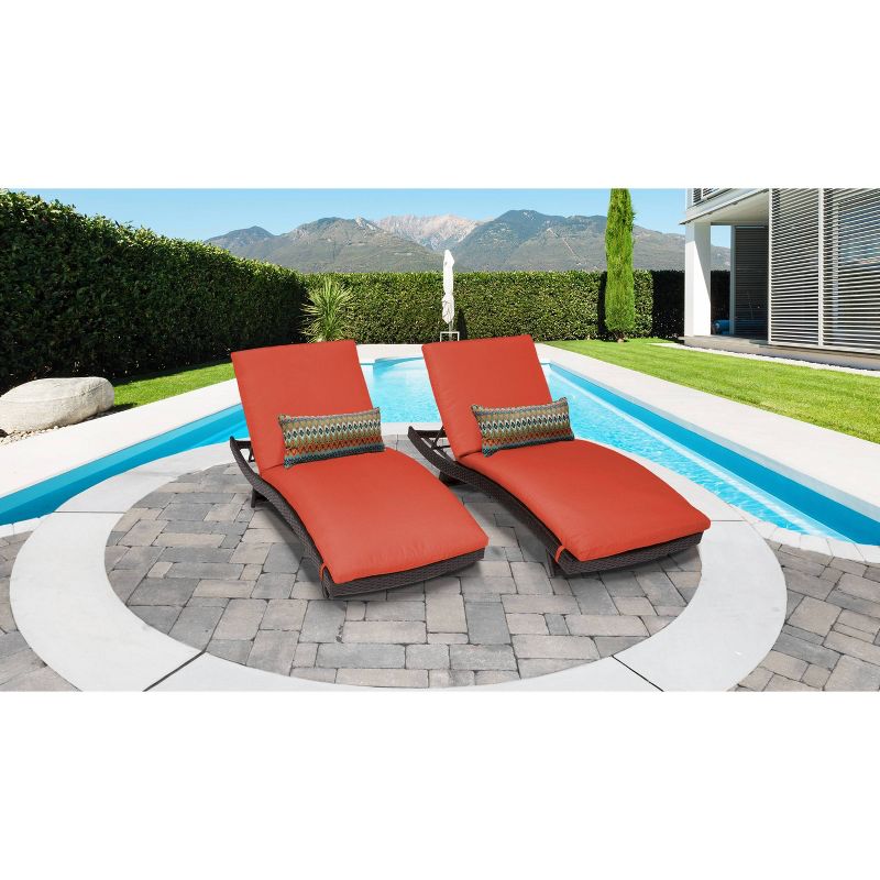 Bali 2pk Patio Chaise Lounges with Cushions - Tangerine - TK Classics