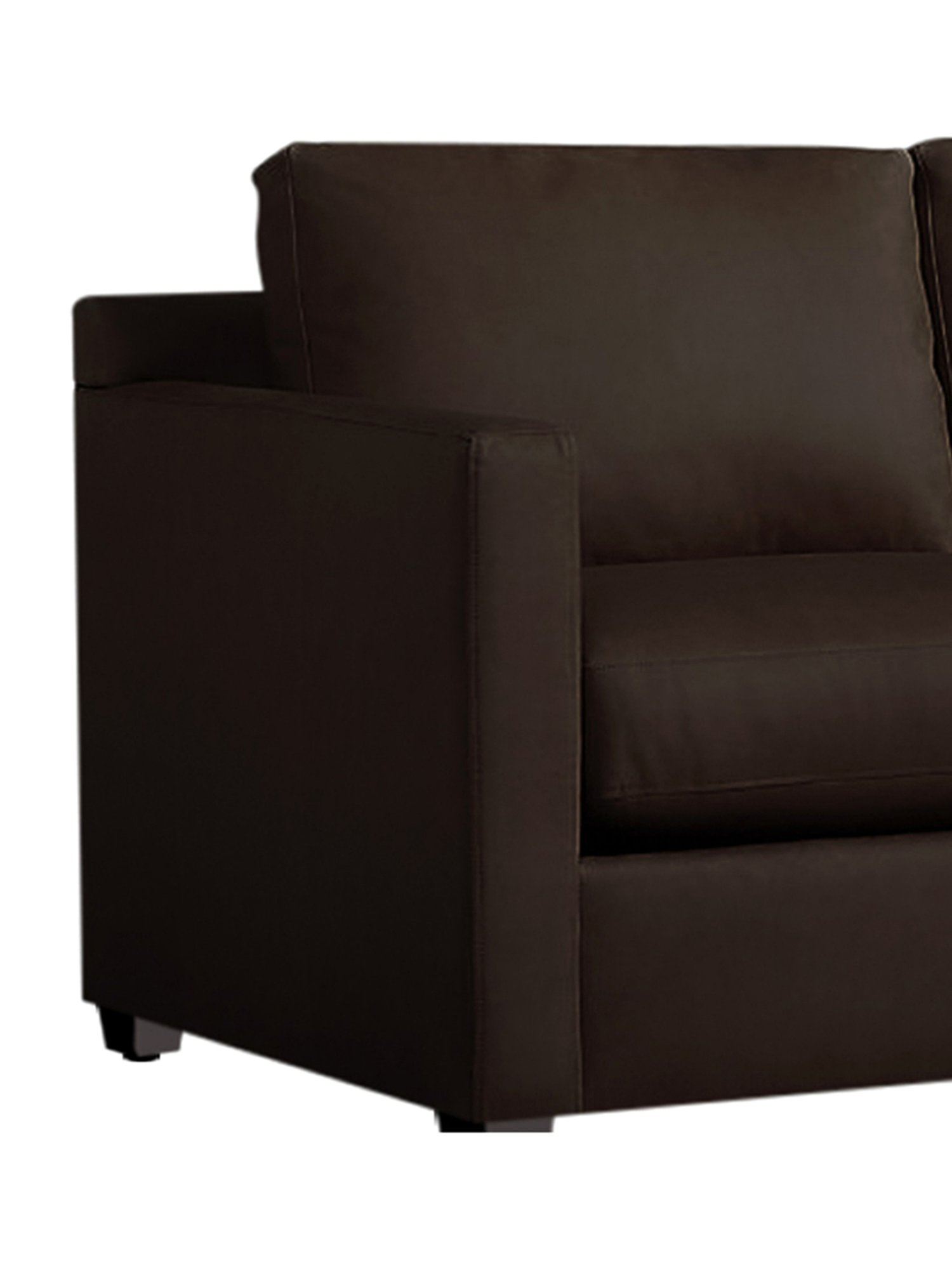 Trevi Olive Brown Leather & Neem Wood 1 Seater Sofa