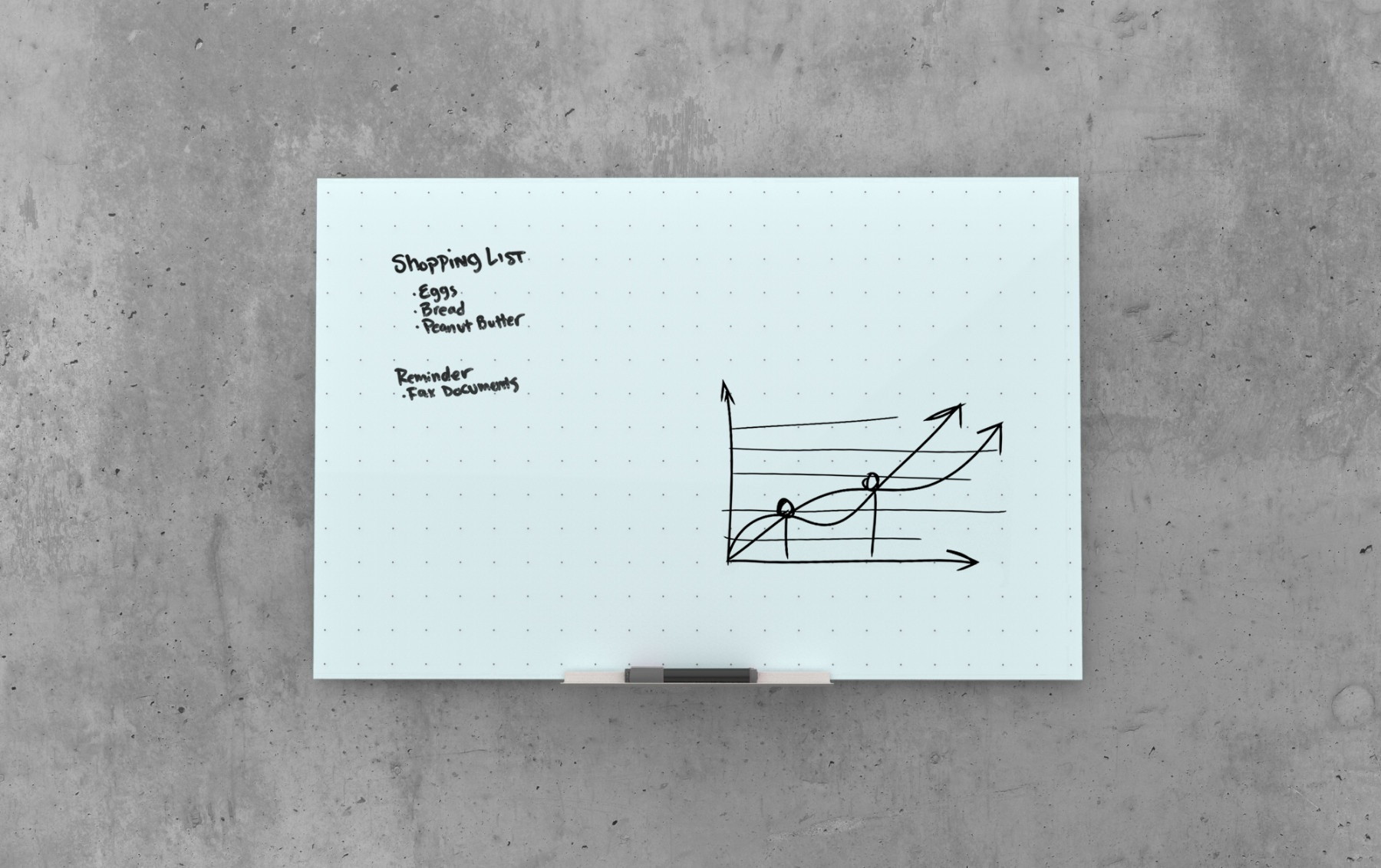 Floating Glass Ghost Grid Dry Erase Board, 36 x 24 Inches, White Frosted Surface, Frameless UBR2798U0001