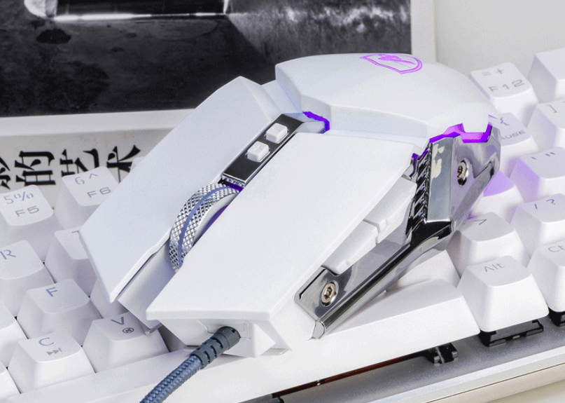 Ajazz AJ110S Ergonomic Design, Cool Exterior USB Wired 3200DPI Gaming Mouse, 4-color Breathing Light, Support PC and Laptop-Black