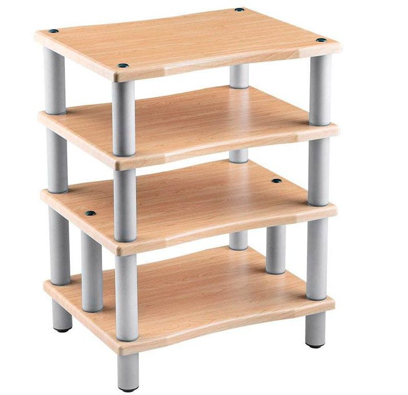 Monolith 4 Tier Audio Stand XL - Maple, Open Air Design, Each Shelf Supports Up to 75 lbs., Perfect Way to Organize AV Components