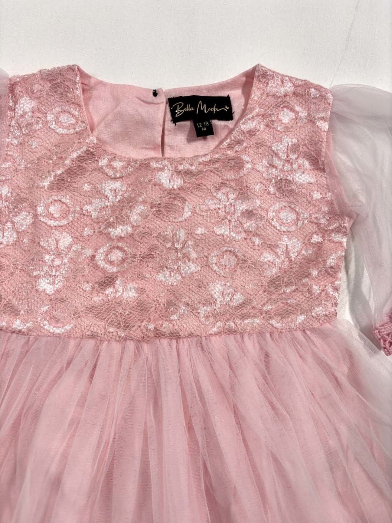 Bella Moda Kids Peach Embroidered Dress