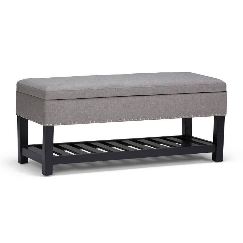 43" Riley Storage Ottoman Bench Dove Gray Linen Look Fabric - WyndenHall
