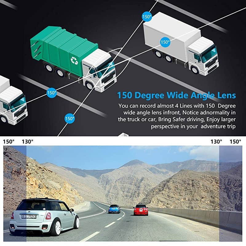 Dash Cam for Cars , EAHCPAI E100 Pro Dash Camera Dual Front and Rear with WI-FI, GPS, Motion Detection , Parking Monitor , G-Sensor , Loop Recording, WDR