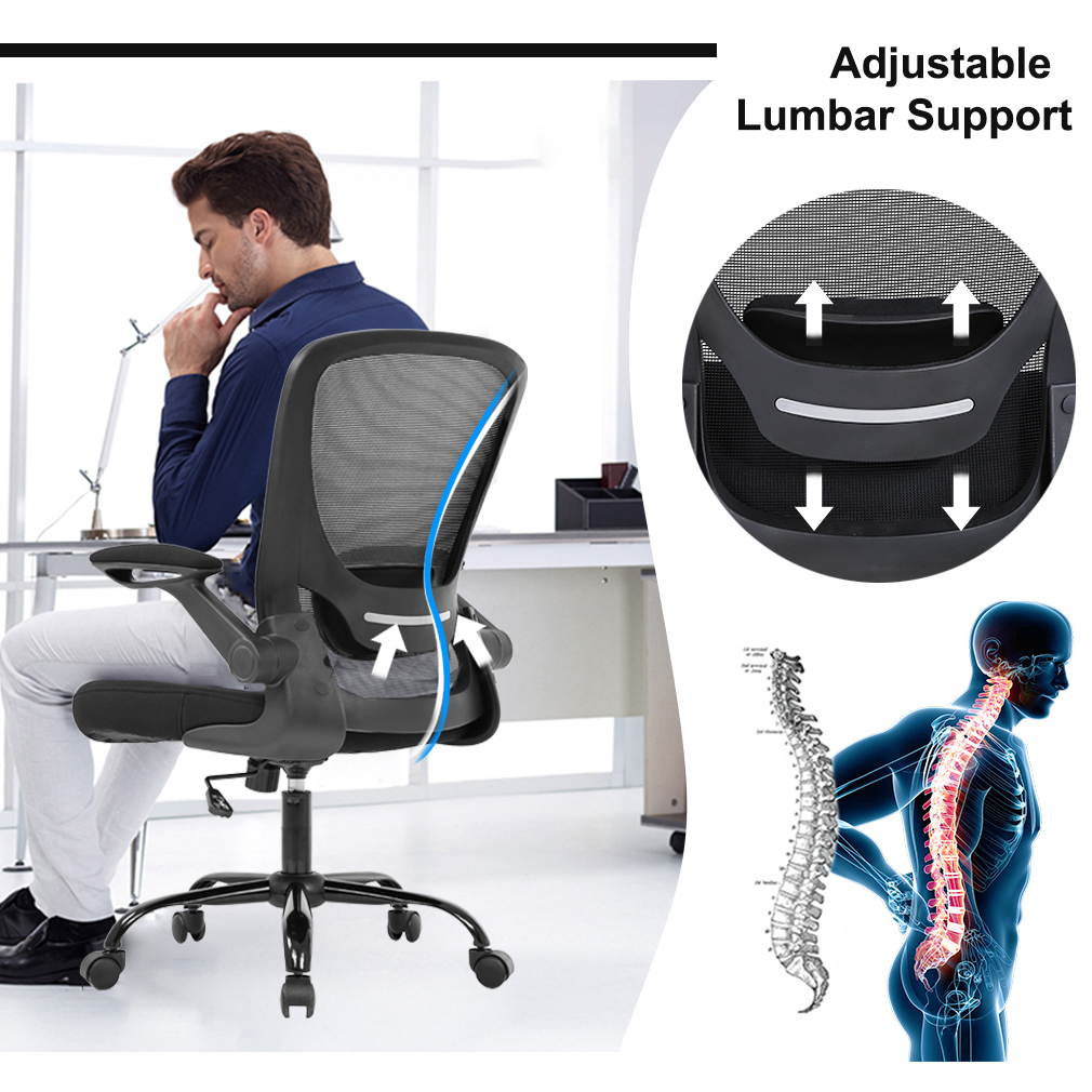 Home Office Chair Ergonomic Desk Chair Mesh Computer Chair Swivel Rolling Executive Task Chair with Lumbar Support Arms Mid back&nbsp;Adjustable Chair for Women Adults, Black