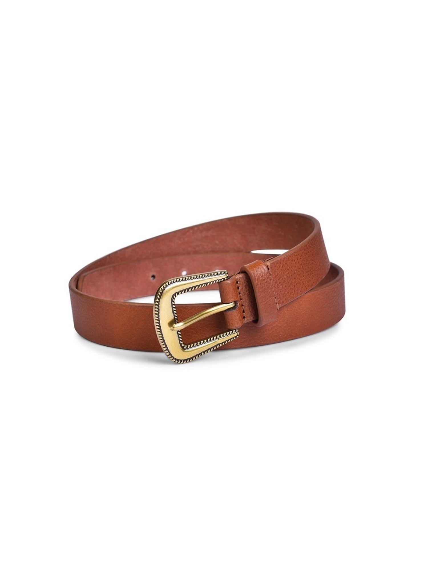BELWABA Tan Leather Casual Reversible Belt for Women