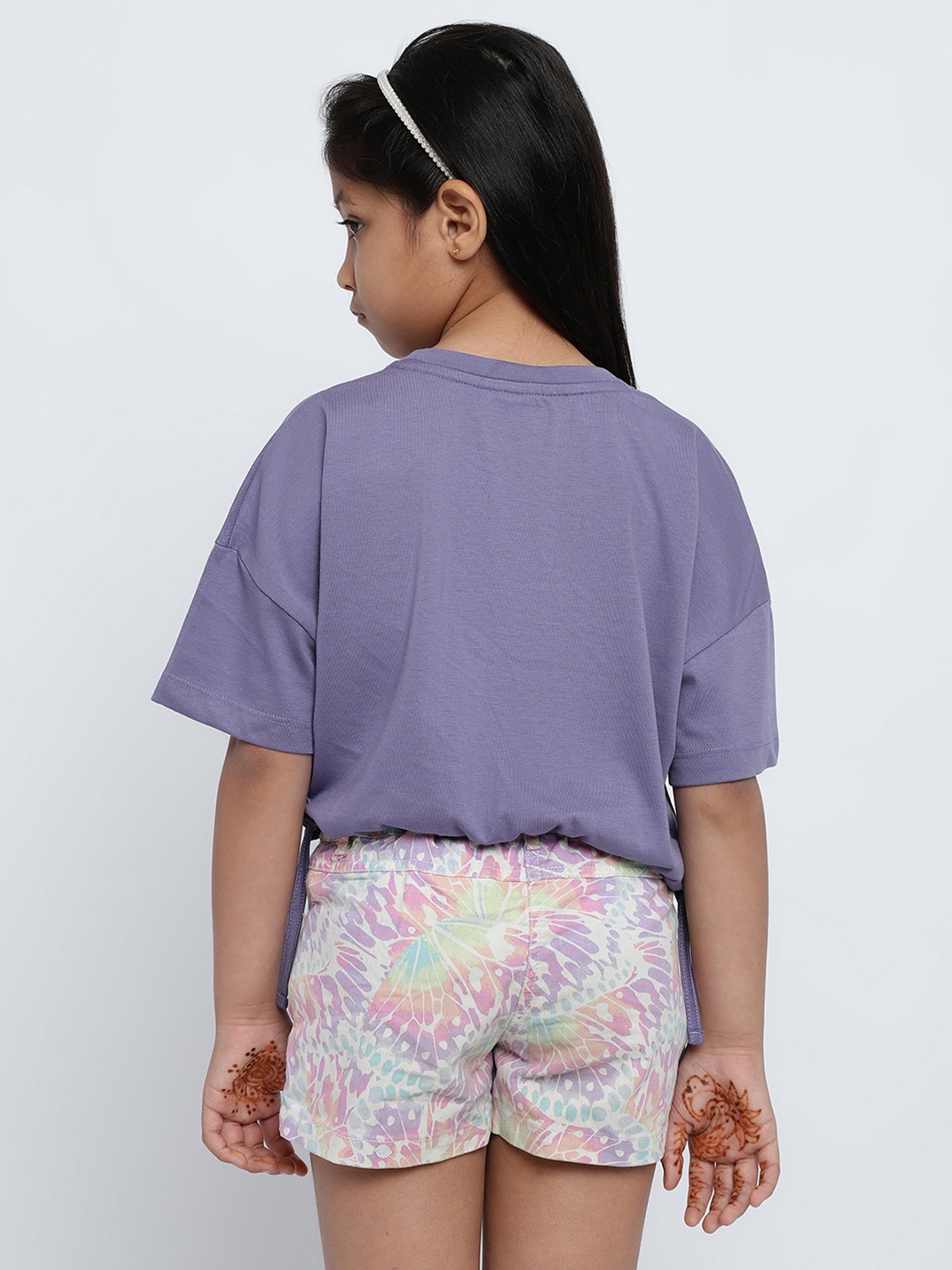 METTLE Kids Purple Printed Crop Top