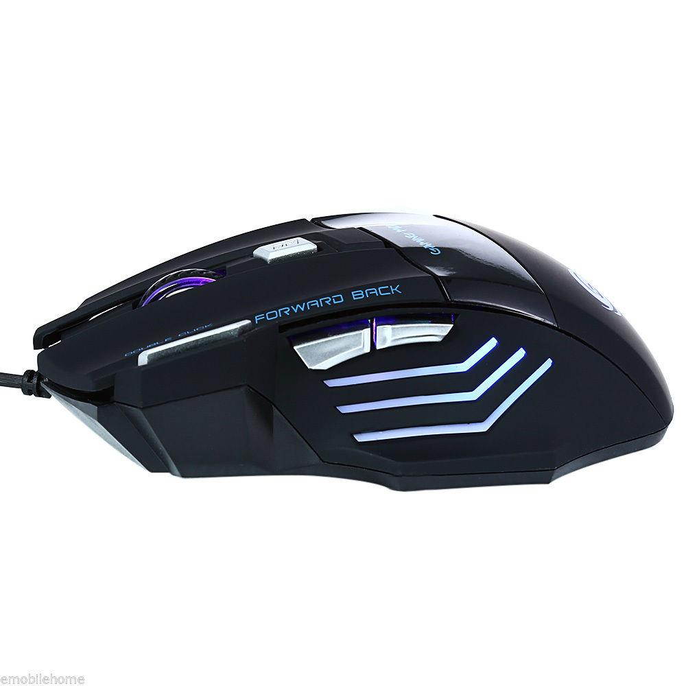 JWFY USB Wired LED Gaming Mouse 5500DPI Resolution with Seven Buttons 1.5m Cable