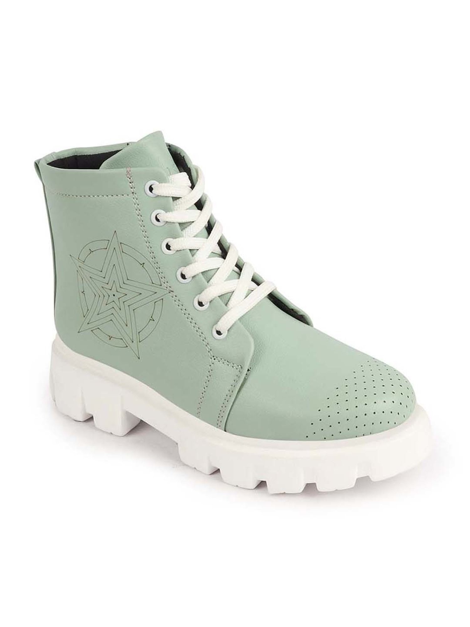 Fausto Women's Pista Green Derby Boots