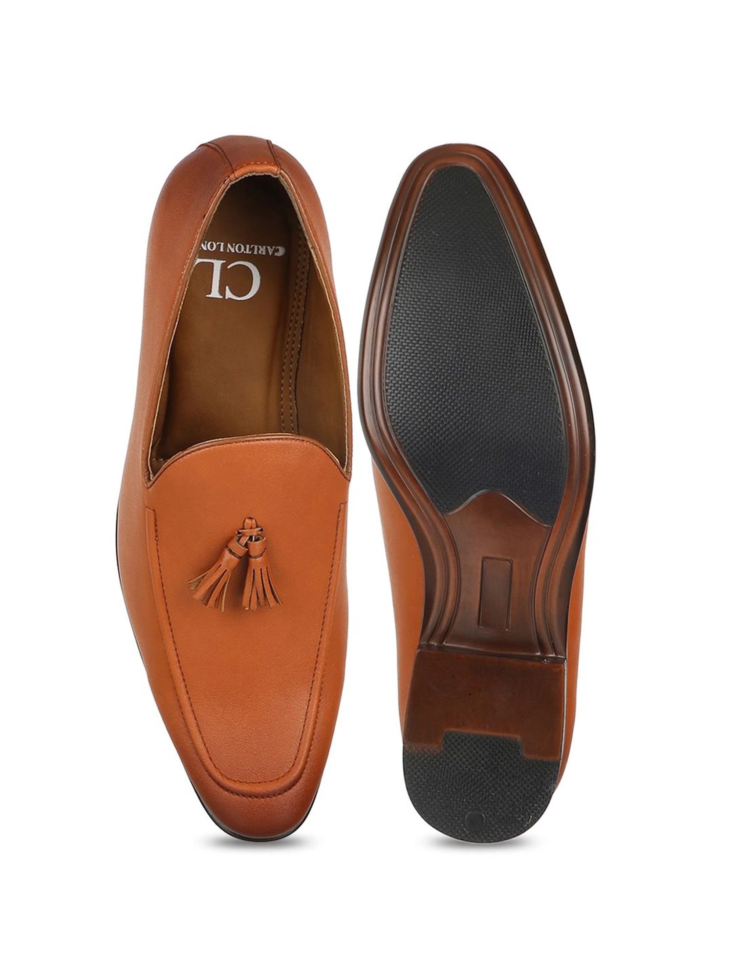 Carlton London Men's Tan Formal Moccasins