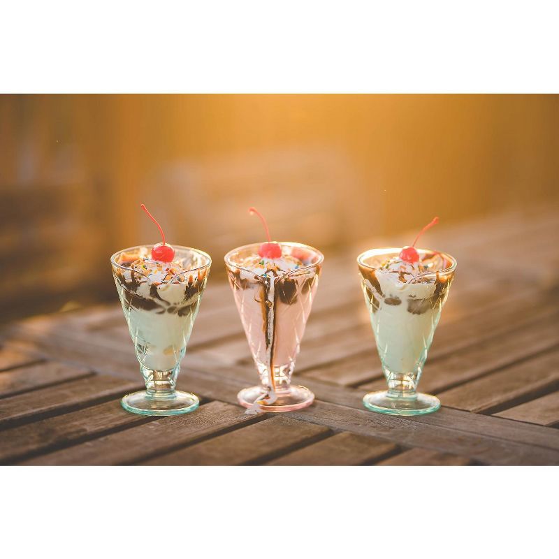 Amici Home Waffle Cone Glass Bowl, Pink, 6oz, Set of 3