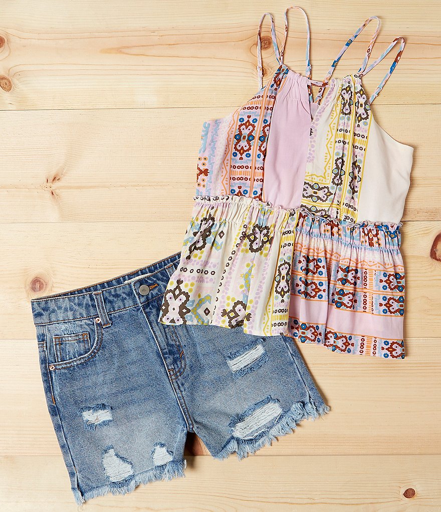 Angie Big Girls 7-14 Smocked Tie-Dye Shorts