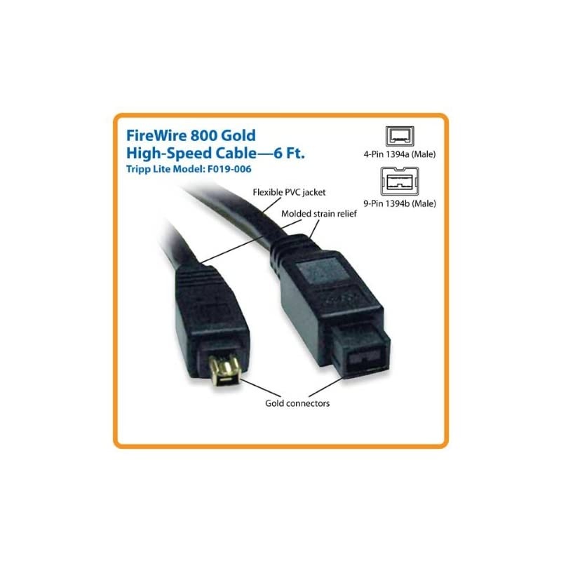 FireWire 800 IEEE 1394b Hispeed Cable 9pin4pin 6ftF019006