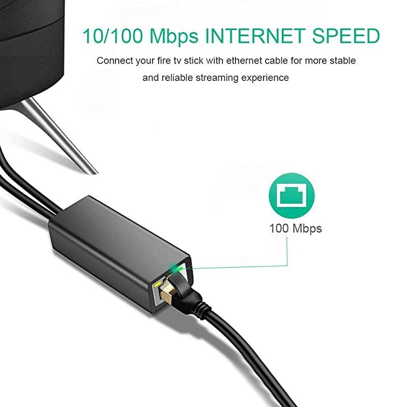 Ethernet Adapter for 2nd Gen TV Stick 4K Stick TV Cube Micro USB to RJ45 Network Adapter with Power Cord