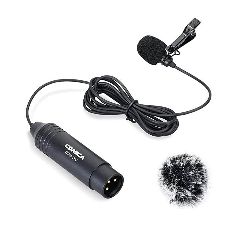 XLR Microphone CVMV02C Cardioid XLR Lavalier Lapel Microphone Microphone for Camera Canon Sony Panasonic Camcorders Zoom H4n H5 H6 Tascam DR40 DR100 Recorders 1 Pack59ft