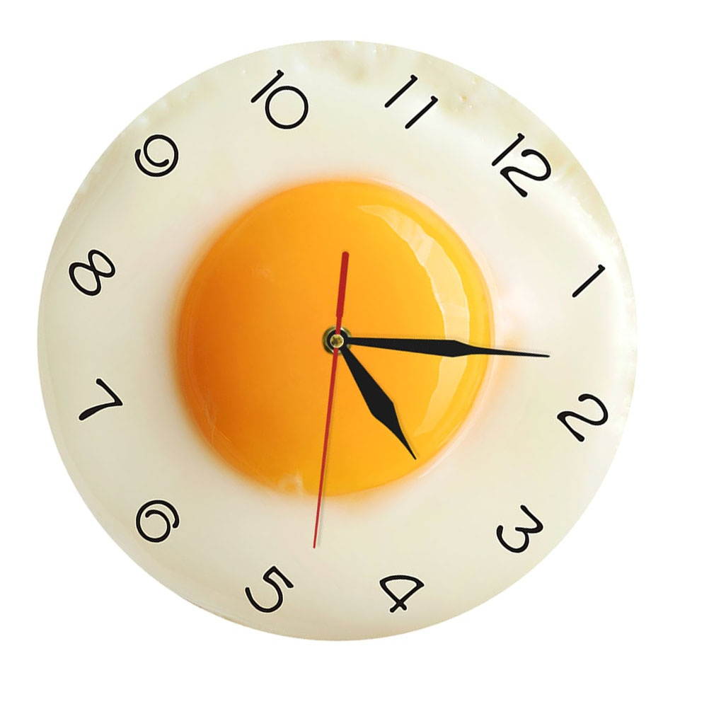 Creative Wall Clock Poached Egg Shape Clock Living Room Decor Battery Powered