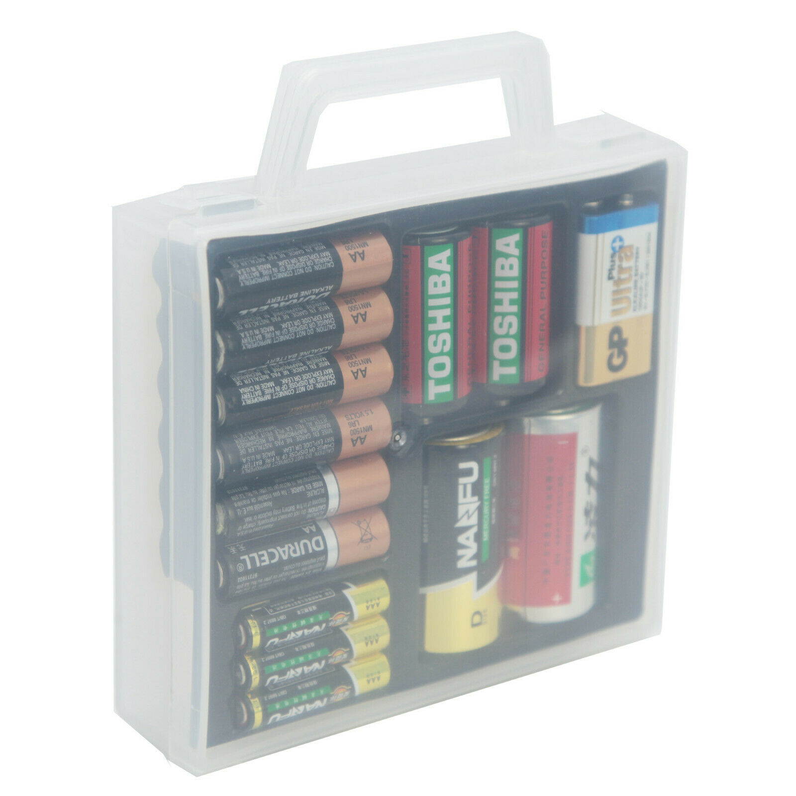 Battery Organizer Storage Case for AA AAA C D 9V Battery Container Holder Box