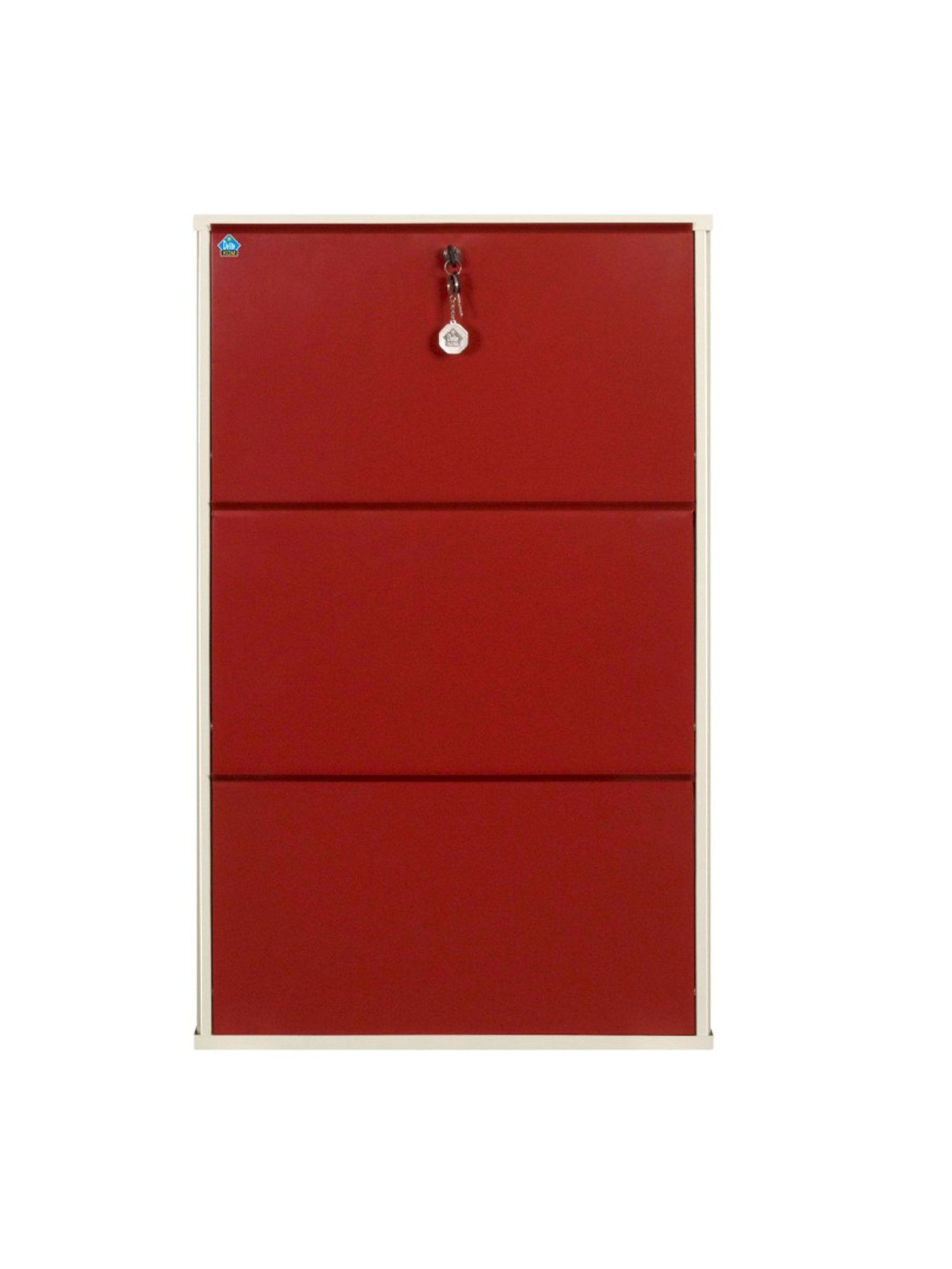 Delite Kom Metal Shoe Rack - 24" 6 Shelf, Double Decker, Ivory BrickRed, PowderCoat, Wall Mount, DIY