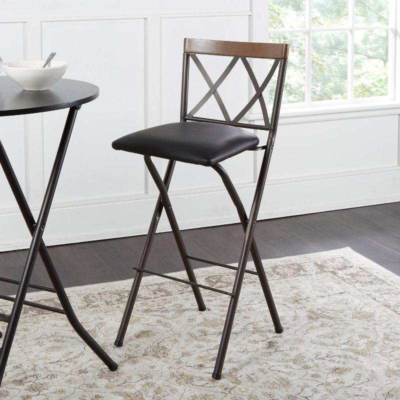 29" Folding Metal  Counter Height Barstool Gunmetal - Cheyenne Products