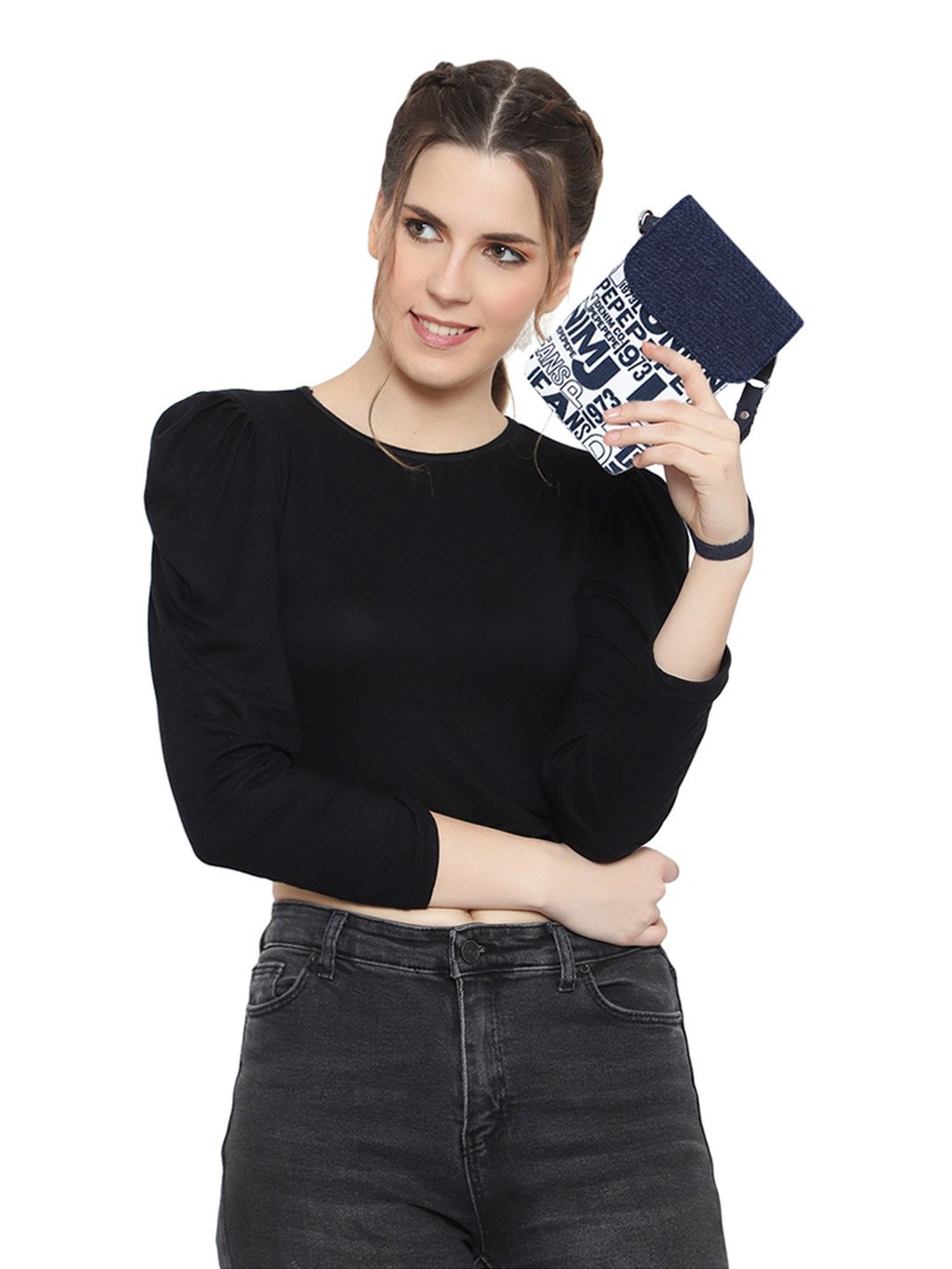 Spice Art Navy Printed Mini Cross Body Bag