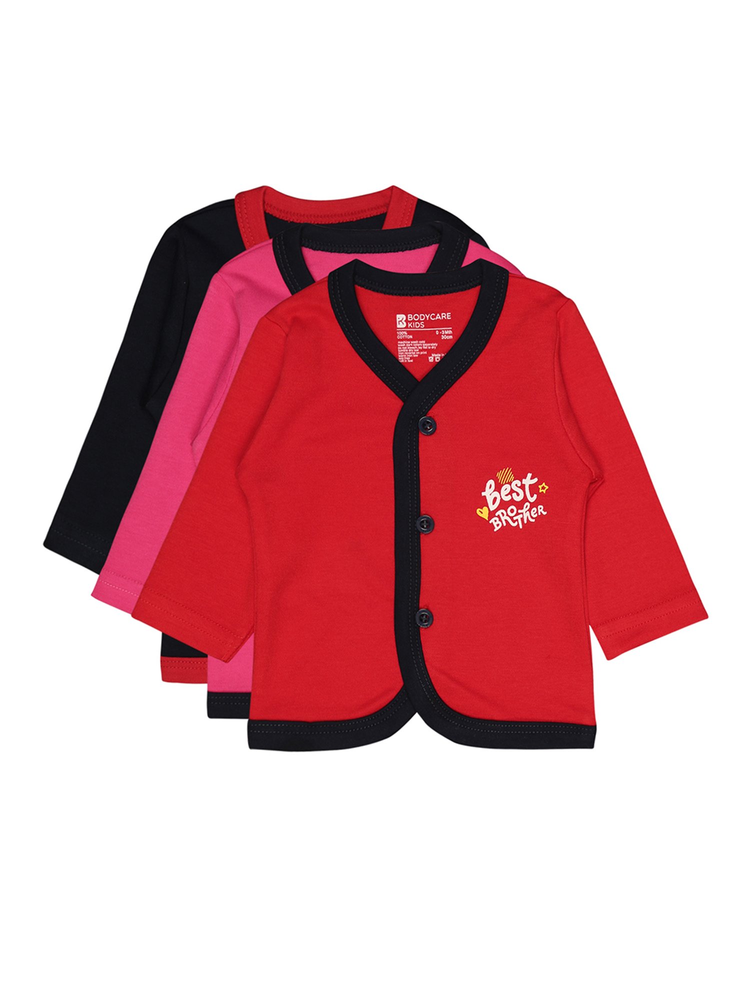 Bodycare Kids Assorted Printed Full Sleeves Top (Pack Of 3)