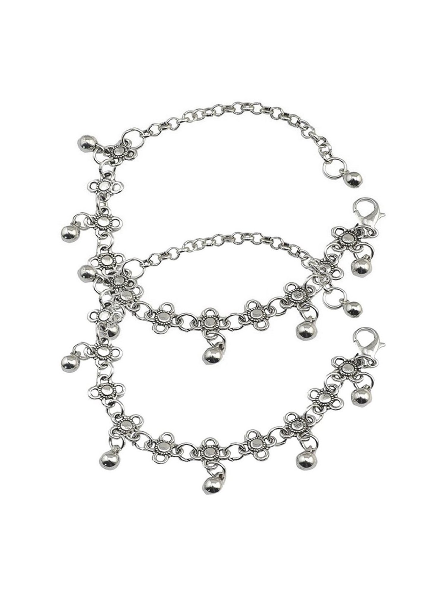 Oomph Oxidized Silver Bohemian Fashion Anklets - Pair of 1