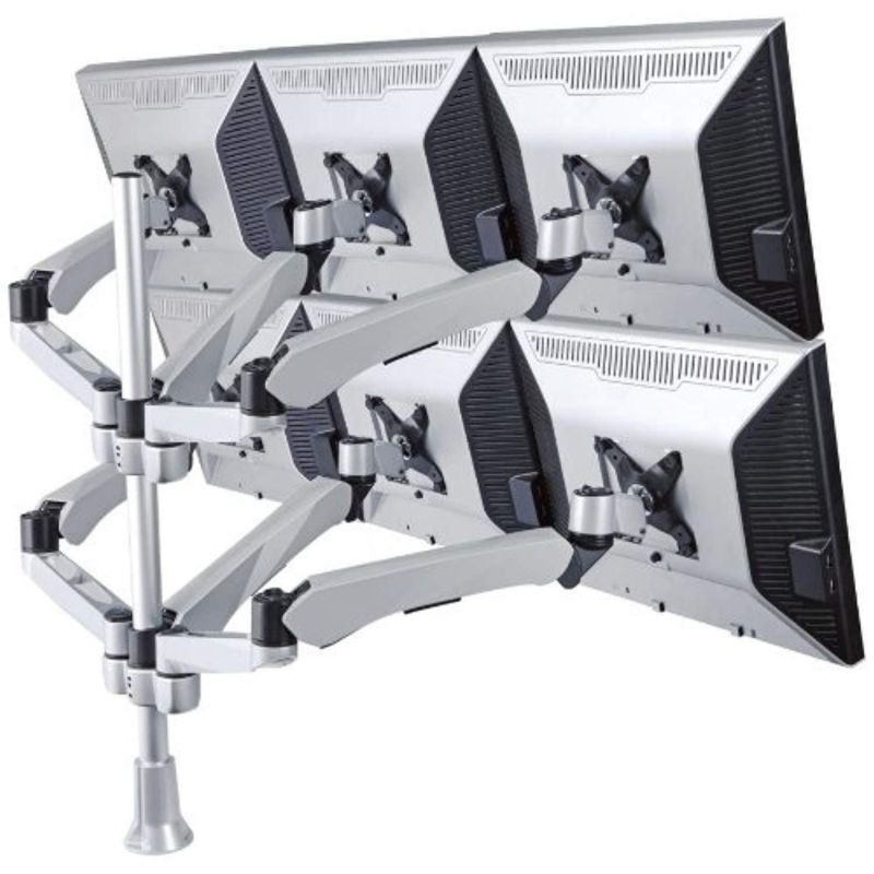 Cotytech Six Monitor Desk Mount Spring Arm (6) Quick Release With 27.6" Pole 2-in-1 Base
