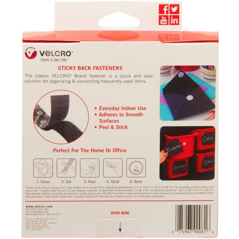 VELCRO Brand Hook and Loop Adhesive Tape with Dispenser, 15 Feet x 3/4 Inch, Black