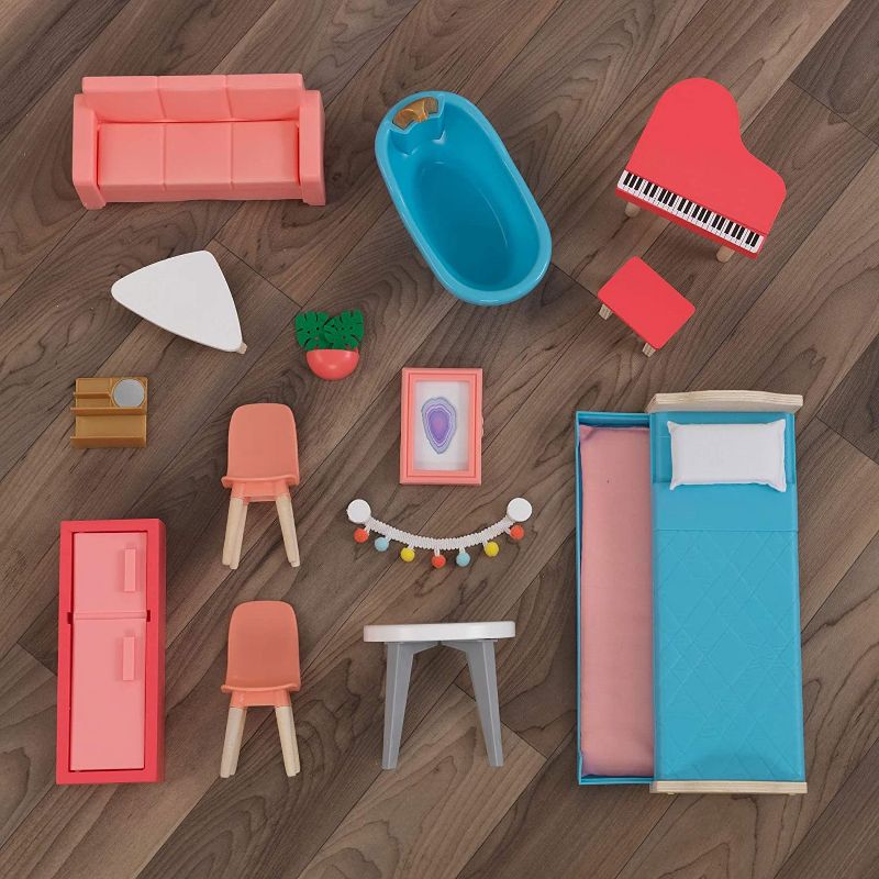 KidKraft KDK-10154 Designed by Me Magnetic Makeover Dollhouse with Storage, 3D Magnets, Magnetic Accessories, Wallpaper, and Furniture, Multicolor